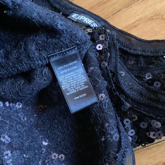 Express Black Sequins Crop Tank - Picture 3 of 4